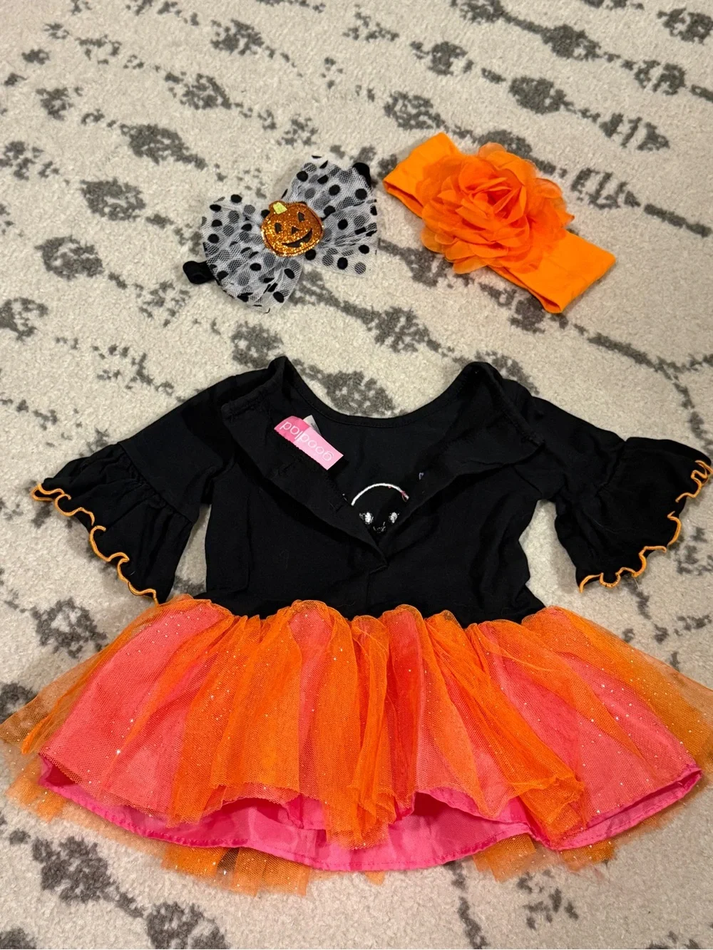 Goodlad Halloween Glittery Tutu Dress with Coordinating Headbands 12m